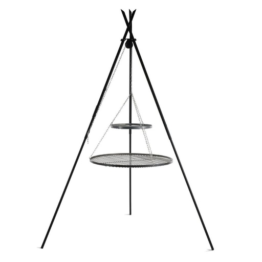 [BONI-C111447] Draaibare grill "TIPI" 210 cm + Dubbelrooster 80 cm en 40 cm van natuurstaal