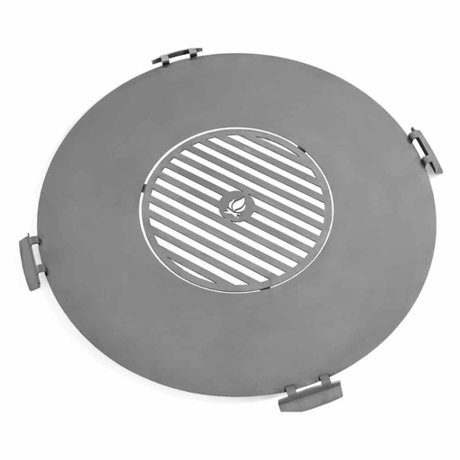 [BONI-C222414] Roestvrijstalen grillplaat voor vuurschaal 102 cm met vier handgrepen + rooster 50 cm