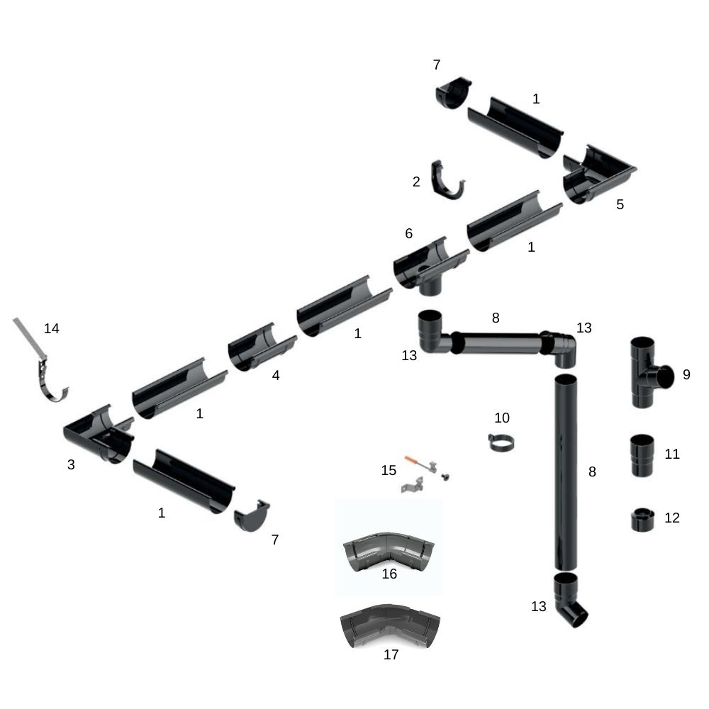 Rinnenverbinding grafiet Systeem 75-5