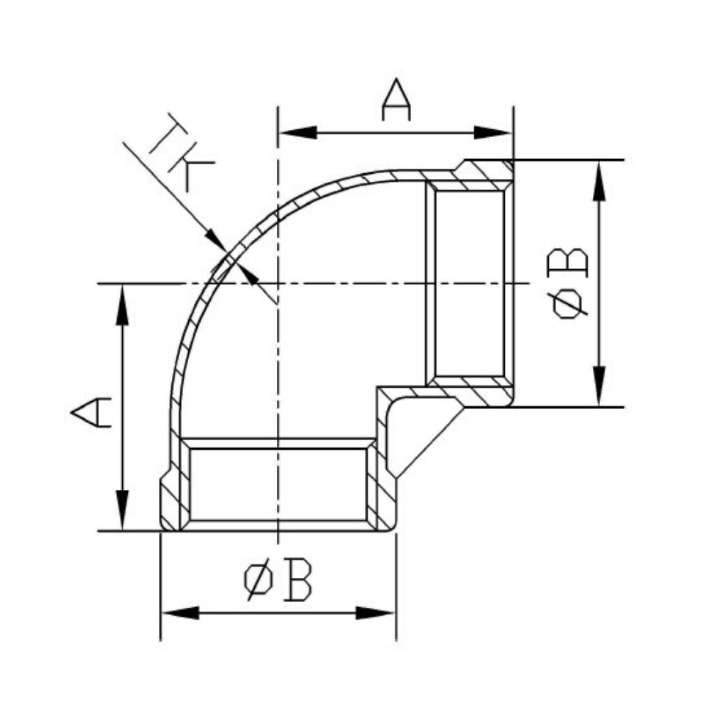 Draadfitting roestvrij staal hoek 90° 1 1/4" IG-1