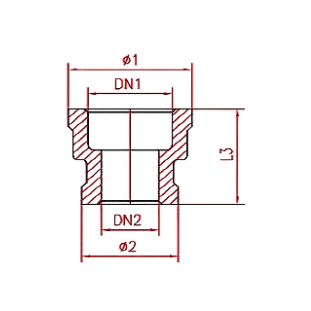 Draadfitting roestvrij staal reduceermof 1 1/2" IG x 1" IG-1